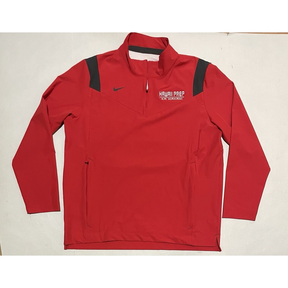 Nike Men's 1/4 Zip Pullover Jacket Red Vented CW3428-640 XL Hawaii Prep Coach